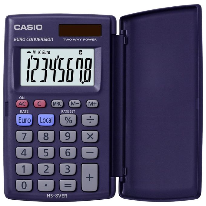 Casio HS-8VER Calcolatrice Tascabile Display a 8 Cifre con Euroconvertitore