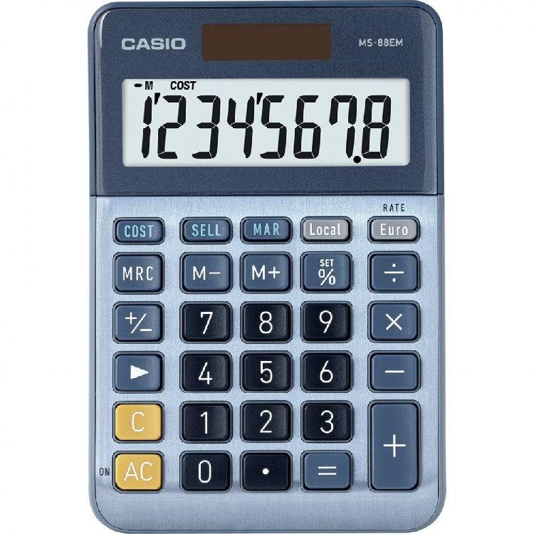 Casio MS-88EM Calcolatrice da Tavolo a 8 Cifre Doppia