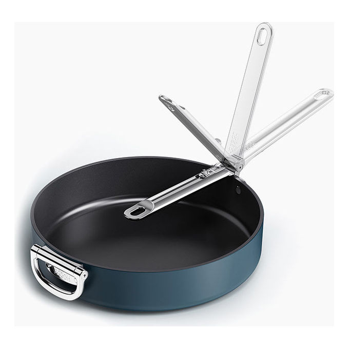 Joseph Joseph 5028420010572 Space Casseruola 30 cm con Manici Pieghevoli Rivestimento Ceramico Antiaderente Non Tossico Adatta a Tutti i Piani Cottura Inclusa Induzione colore Blu