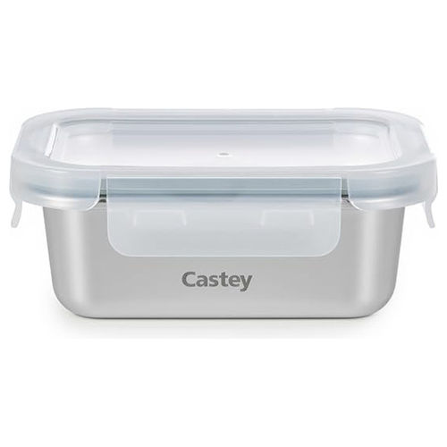 Castey, Contenitore Rettangolare, Acciaio Inox, Chiusura Ermetica, Per Alimenti