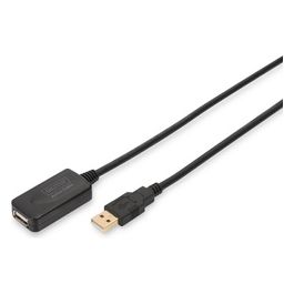 Cavo Usb 2.0 A-a 5mt M F Prolunga Ripetitore Di Segnale Nero Digitus