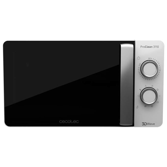 Cecotec ProClean 3110 Forno Microonde con Grill Capacita' 20 Litri Potenza 700W Defrost Rivestimento Ready2Clean e Tecnologia 3DWave Nero-Bianco