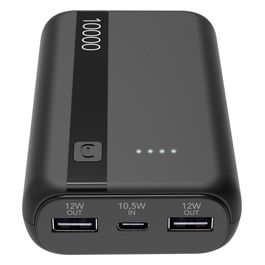 Cellular Line Power Bank 10000 mAh Input USB-C 10.5W Output 2xUSB 12W Li-ion LED luminosi indicano carica residua Nero