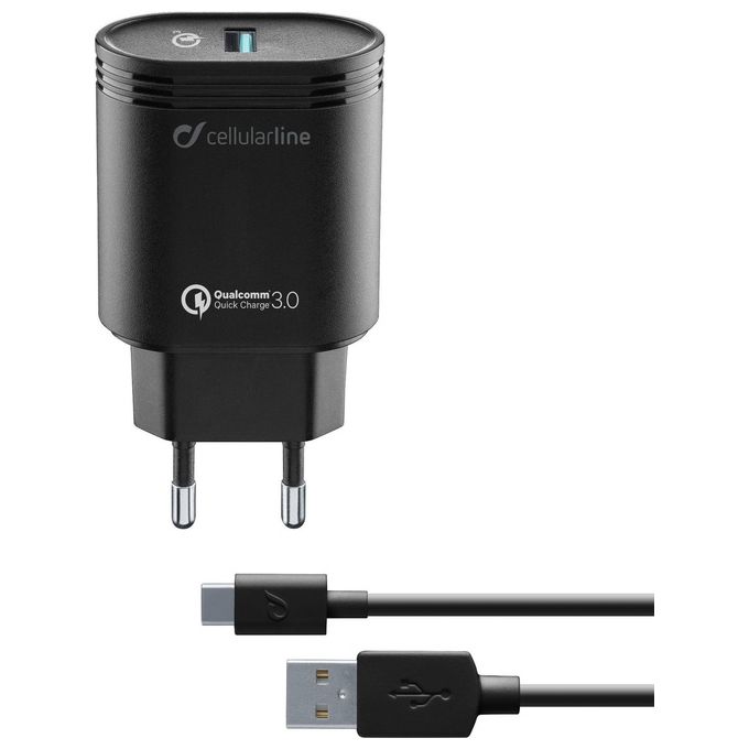Image of Cellular Line Caricabatterie Usb 18W + cavo Usb Type-C Bianco