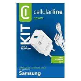 Cellular Line ADAPTIVE FAST CHARGER KIT 15W Caricabatterie da 15W con cavo Micro Usb incluso