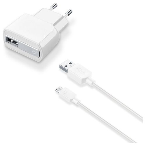 Cellular Line USB Charger Kit 2A Caricabatterie da rete veloce 10W con cavo Micro USB Bianco