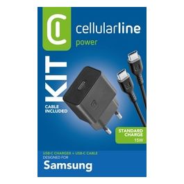 Charger Kit Caricatore Usb Type-C 15W e cavo Usb Type-C 1mt Nero