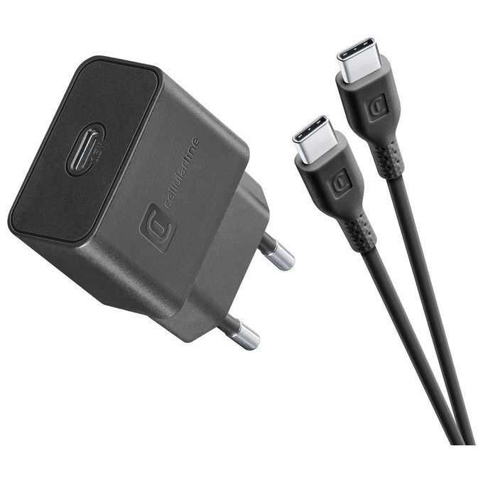 Cellularline Charger Kit Caricatore Usb Type-C 15W e cavo Usb Type-C 1mt Nero