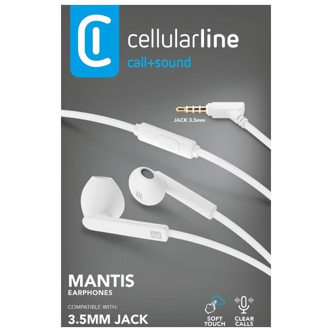 Cellularline MANTISW Mantis Auricolari In-ear Stereo con Microfono Integrato Jack 3.5mm colore Bianco