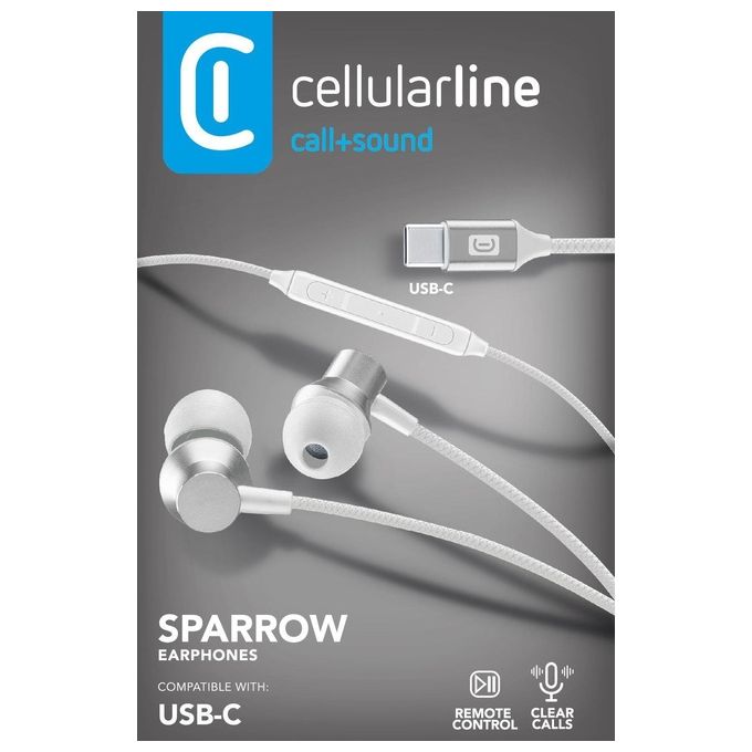 Image of Cellular Line Auricolare In-Ear Type-C Bianco