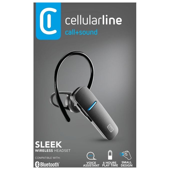 Cellularline BTSLEEKK Sleek Auricolare Mono Bluetooth 5.3 In-ear Autonomia 6h Assistente Vocale colore Nero