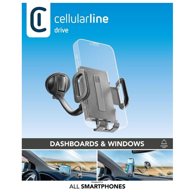Cellular Line Hug Flexi Universal Supporto smartphone da auto con fissaggio a ventosa