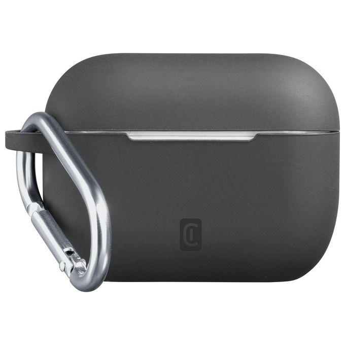 Cellular Line Bounce per AirPods Pro 2 Custodia per AirPods in silicone soft-touch con gancio Nero