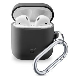 Cellular Line Bounce per AirPods 1&2 Custodia per AirPods in silicone soft-touch con gancio Nero