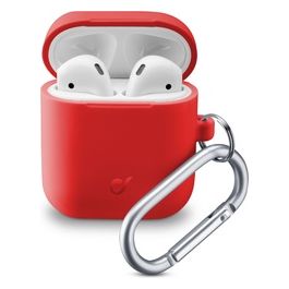 Bounce Custodia in Silicone Soft-Touch per AirPods 1 e 2 con Gancio Rosso