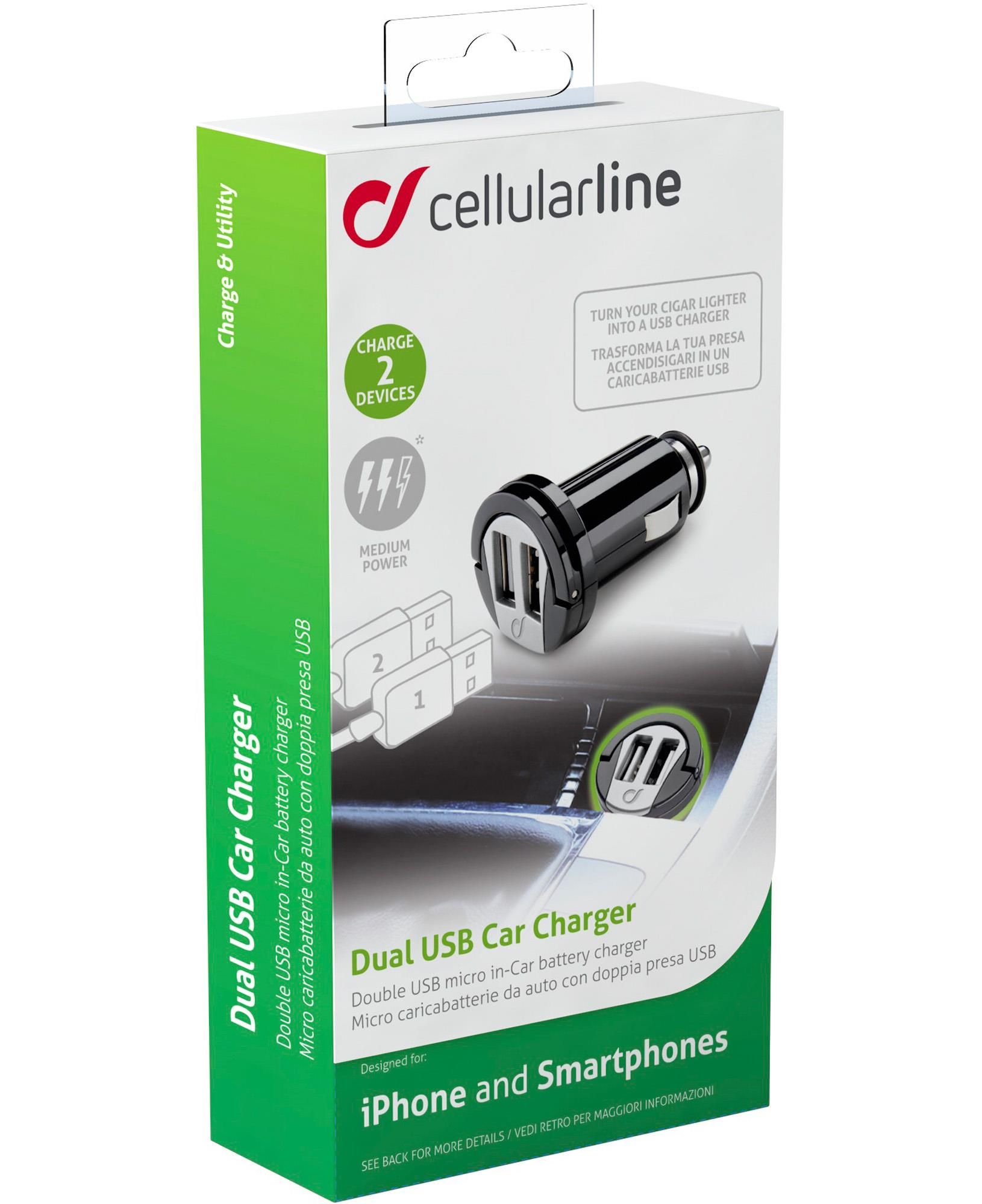 Cellularline USB Charger Ultra - Fast Charge Universale Caricabatterie  veloce a 10W Nero
