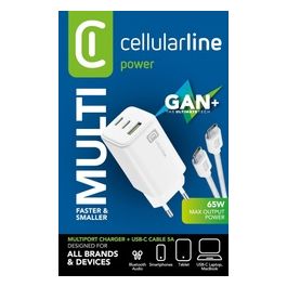 Cellular Line Caricabatterie Multipower 65W GaN Bianco