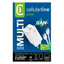 Cellular Line Caricabatterie Multipower 100W GaN Bianco