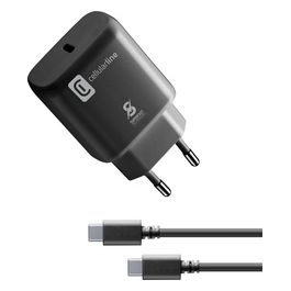 Cellular Line Caricabatterie da Rete USB-C Super Fast Charge PD 25W Nero