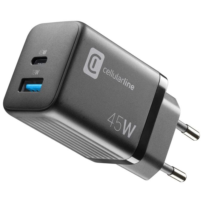 Cellular Line Multipower Micro 45W Caricabatterie da rete veloce ultracompatto 2 porte