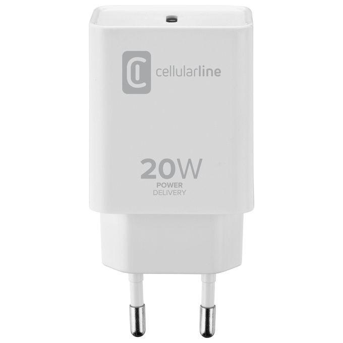 Cellular Line USB-C Charger 20W Caricabatterie da rete USB-C 20W Bianco