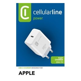 Cellular Line USB-C Charger 20W Caricabatterie da rete USB-C 20W Bianco