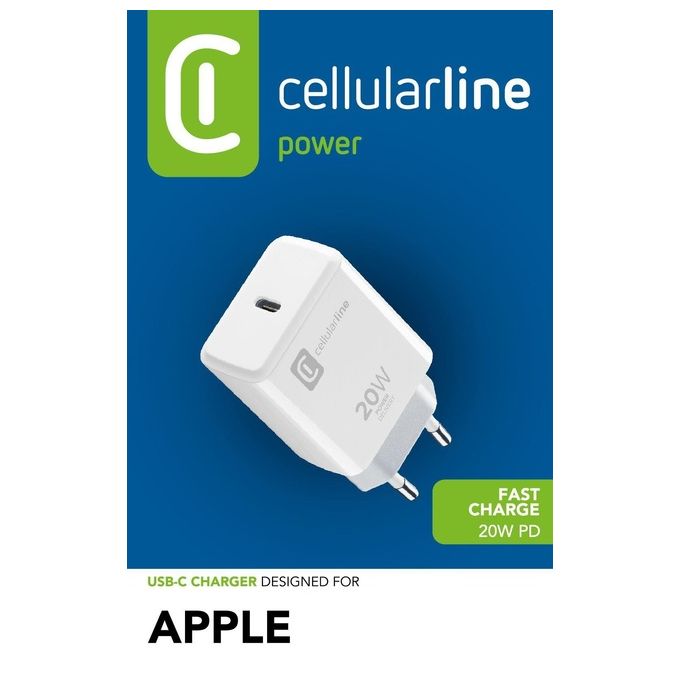 Cellular Line USB-C Charger 20W Caricabatterie da rete USB-C 20W Bianco