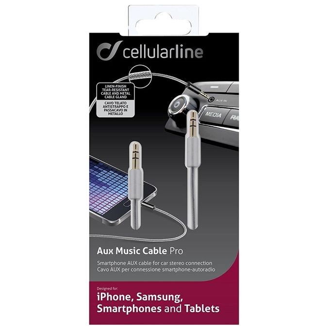 Image of Cellular Line Cavo Aux 3.5mm per Connessione Smartphone-Autoradio Grigio