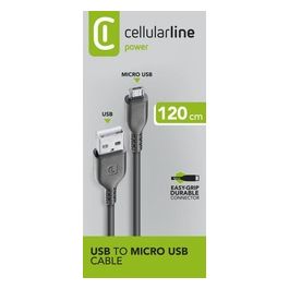 Power Cable Cavo MICRO USB 1 2 metri Nero per ricarica e trasferimento dati per smartphone e telefoni