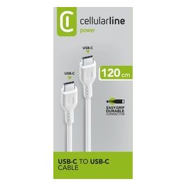 Cellular Line Power Cable Cavo USB-C to USB-C per ricarica e trasferimento dati 1,2mt Bianco