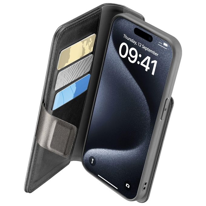 Image of Cellular Line Cover Book Agenda per iPhone 15 Pro Max Nero
