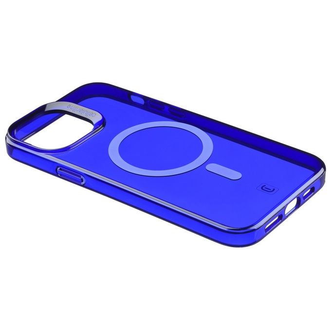 Cellular Line Cover Gloss Mag per iPhone 14 Custodia con Magneti per la Ricarica e l'Aggancio all'Alimentatore MagSafe Blu