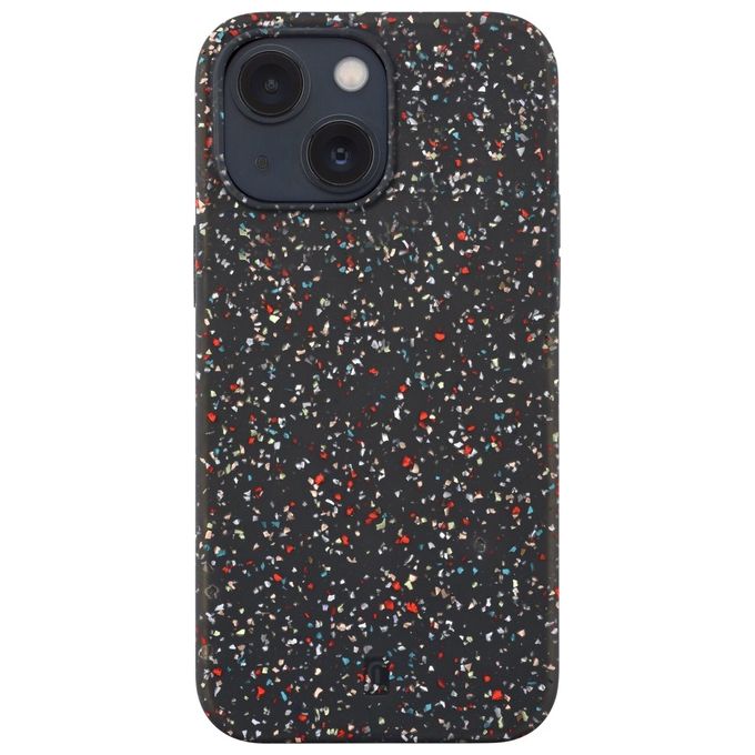 Image of Cellular Line Cover Sensation Dots per iPhone 14 in Silicone Soft-Touch Semi-Trasparente con Effetto Macchiettato Nero