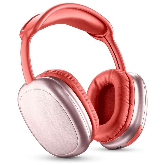 Cellularline BTHEADBMSMAXI2R Music Sound Maxi2 Cuffie Bluetooth a Padiglione Circumaurali Microfono Integrato 22h autonomia colore Rosso
