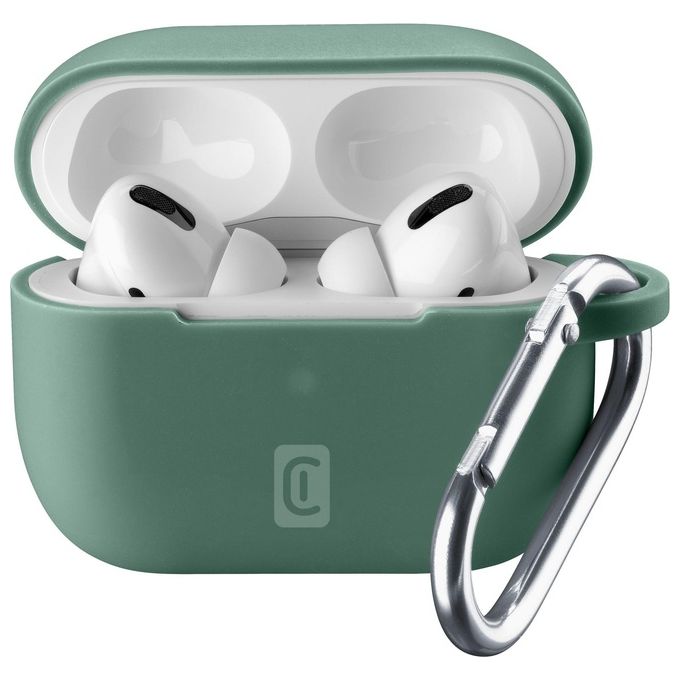 Cellular Line Bounce per AirPods Pro Custodia per AirPods in silicone soft-touch con gancio Verde