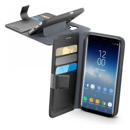 Cellular Line Custodia Effetto Pelle con Tasche e Stand per Samsung Galaxy S9 Nero