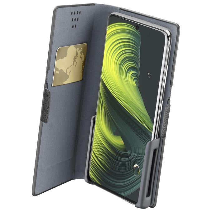 Cellular Line Slide and Click - L: (Misure max telefono: 90mm X 170mm) Custodia a libro multicompatibile effetto pelle