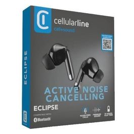 Cellular Line ECLIPSE Auricolari In-Ear Wireless con Custodia di Ricarica Bluetooth con Tecnologia ANC ed ENC Playtime Totale 18 Ore Nero