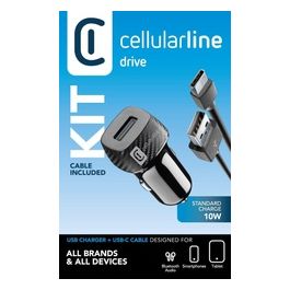 Cellular Line Kit Caricabatterie per Auto 10W Usb-C Nero