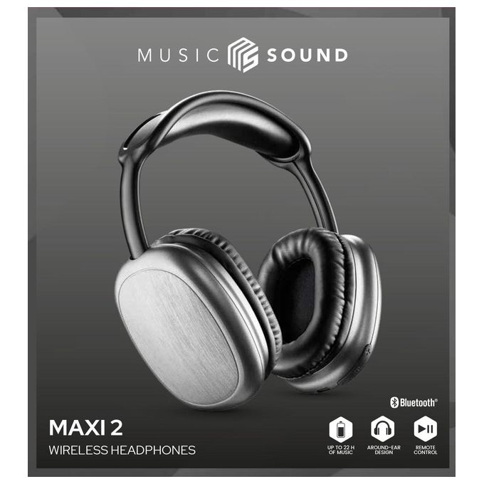 Cellularline BTHEADBMSMAXI2K Music Sound Maxi2 Cuffie a Padiglione Bluetooth 5.3 Wireless Microfono Integrato Autonomia 22h colore Nero