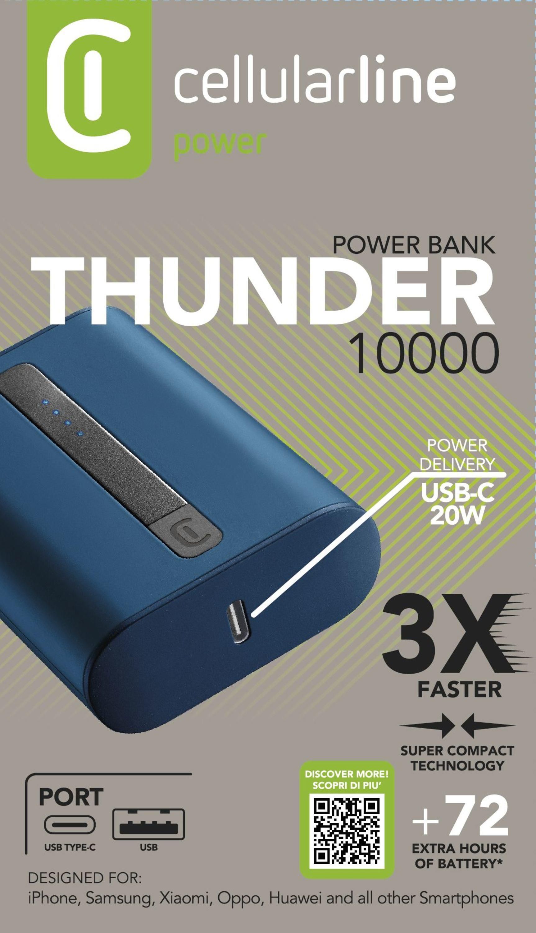 Cellular Line PowerBank Thunder 10000 Usb Type-C