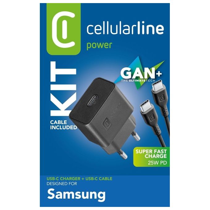 Image of Cellular Line Super Fast Charger Kit 25W Caricabatterie da rete Super Fast Charge PD 25W con cavo USB-C to USB-C