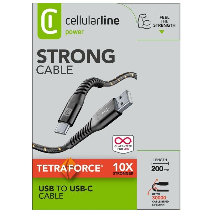 Image of Cellular Line TETRACABTYC2MK Cavo Usb a Usb C Nero 2mt