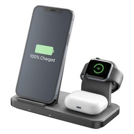 Cellular Line Trio Wireless Charger Supporto di Ricarica Wireless 3in1 per Dispositivi Apple Nero