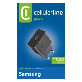 Cellular Line Caricabatterie da rete USB-C Super Fast Charge PD 25W Nero