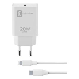 Cellular Line Usb-C Charger Kit 20W con cavo Usb-C a Lightning per dispositivi Apple