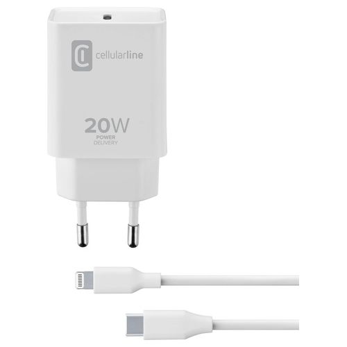 Cellular Line Usb-C Charger Kit 20W con cavo Usb-C a Lightning per dispositivi Apple