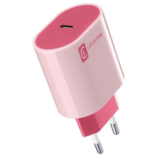 Cellular Line USB-C Charger #Stylecolor Universal Caricabatterie da Rete 20W Colorato Rosa