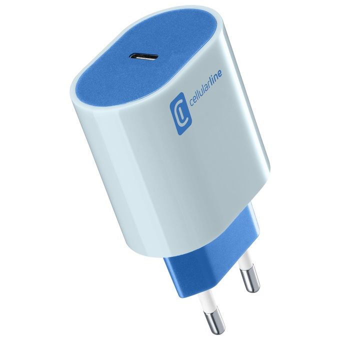 Cellular Line USB-C Charger #Stylecolor Universal Caricabatterie da Rete 20W Colorato Blu
