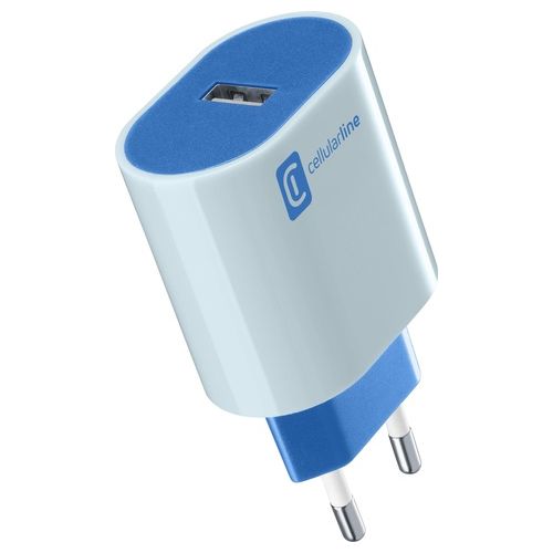 Cellular Line USB Charger #Stylecolor Universal Caricabatterie da Rete 12W Colorato Blu